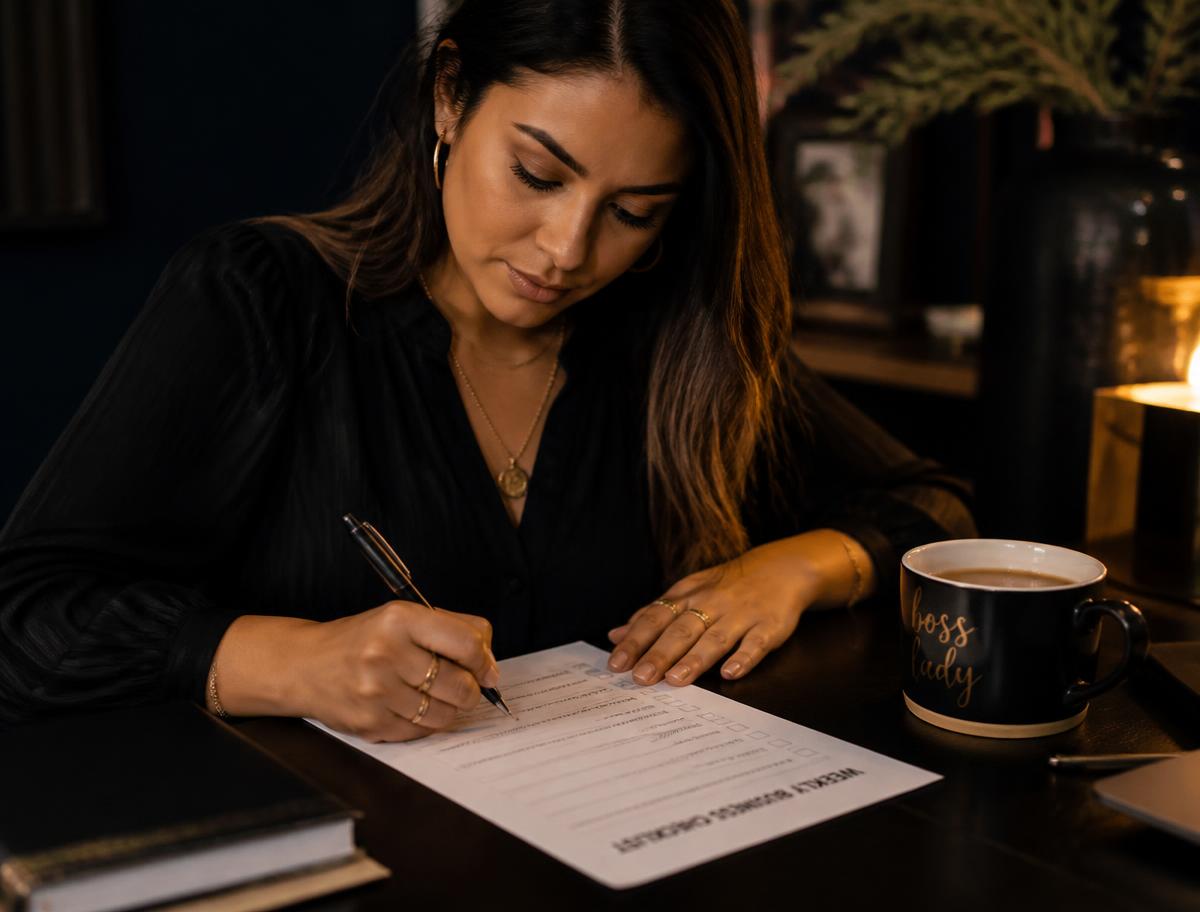 A team filling out business documents